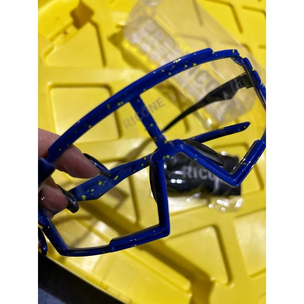 NEW Ricone Adult‎ Photochromic Cycling Motorcycle Glasses Goggles, Black/Blue